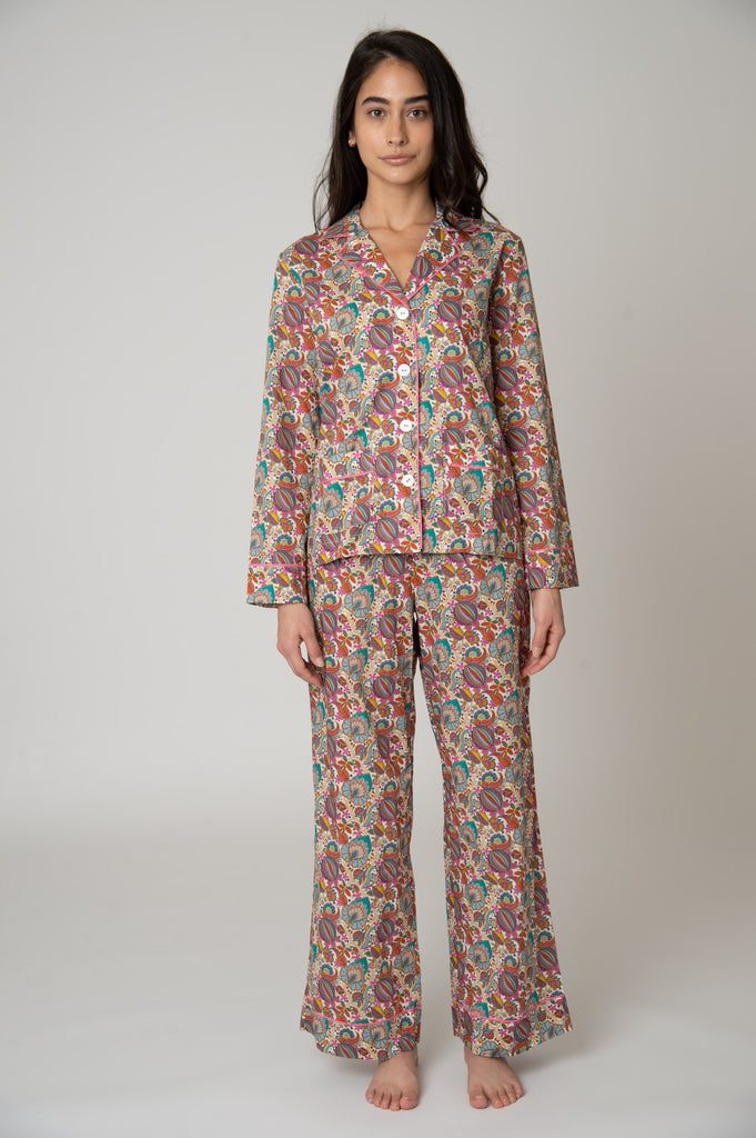 Colony Cotton Pajama Set - White Citronella Vine