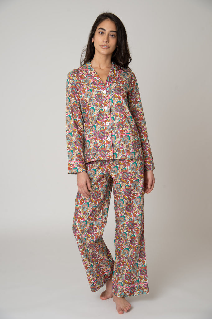 Colony Cotton Pajama Set - White Citronella Vine