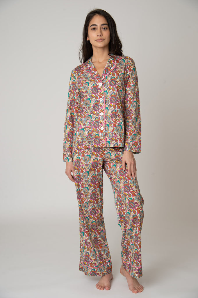 Colony Cotton Pajama Set - White Citronella Vine