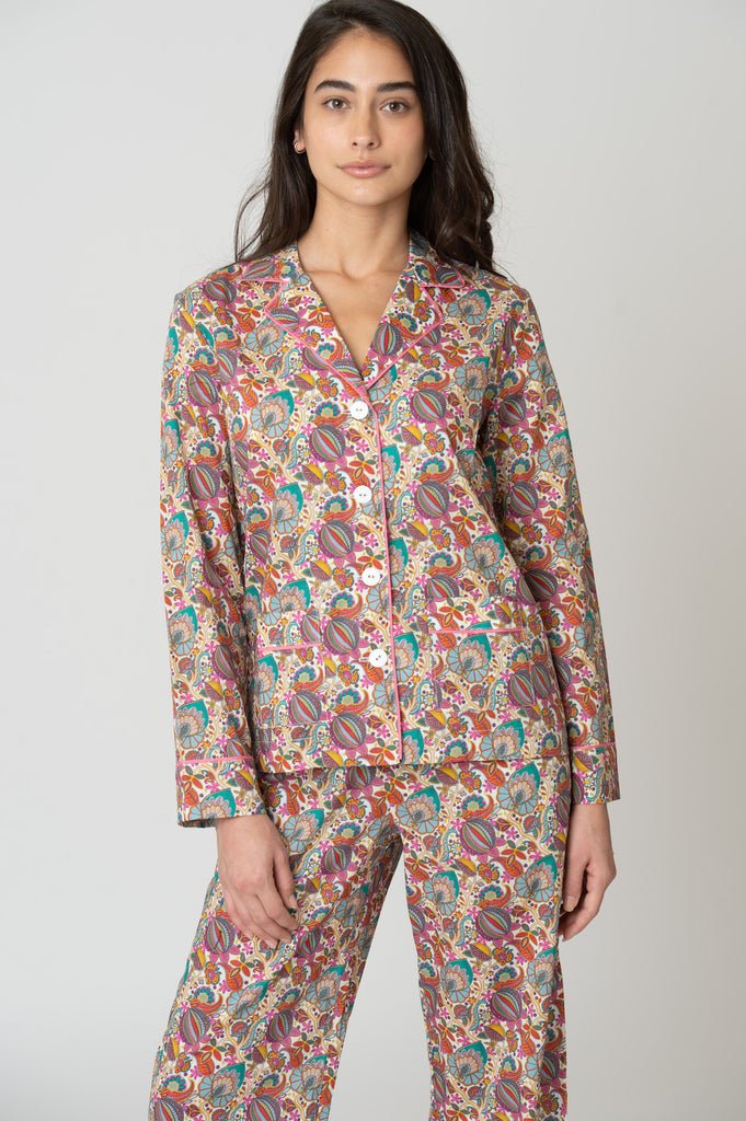 Colony Cotton Pajama Set - White Citronella Vine