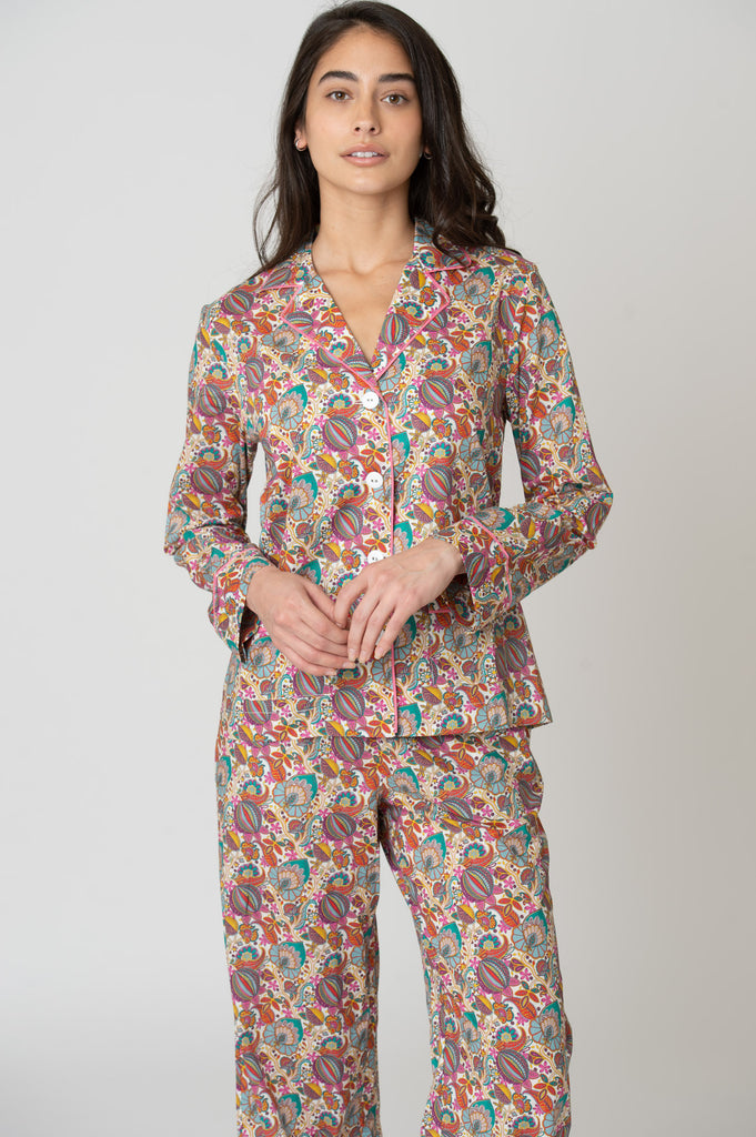 Colony Cotton Pajama Set - White Citronella Vine