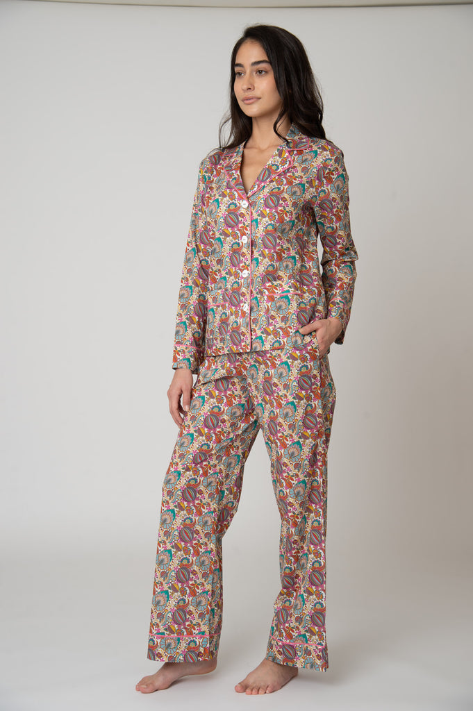 Colony Cotton Pajama Set - White Citronella Vine