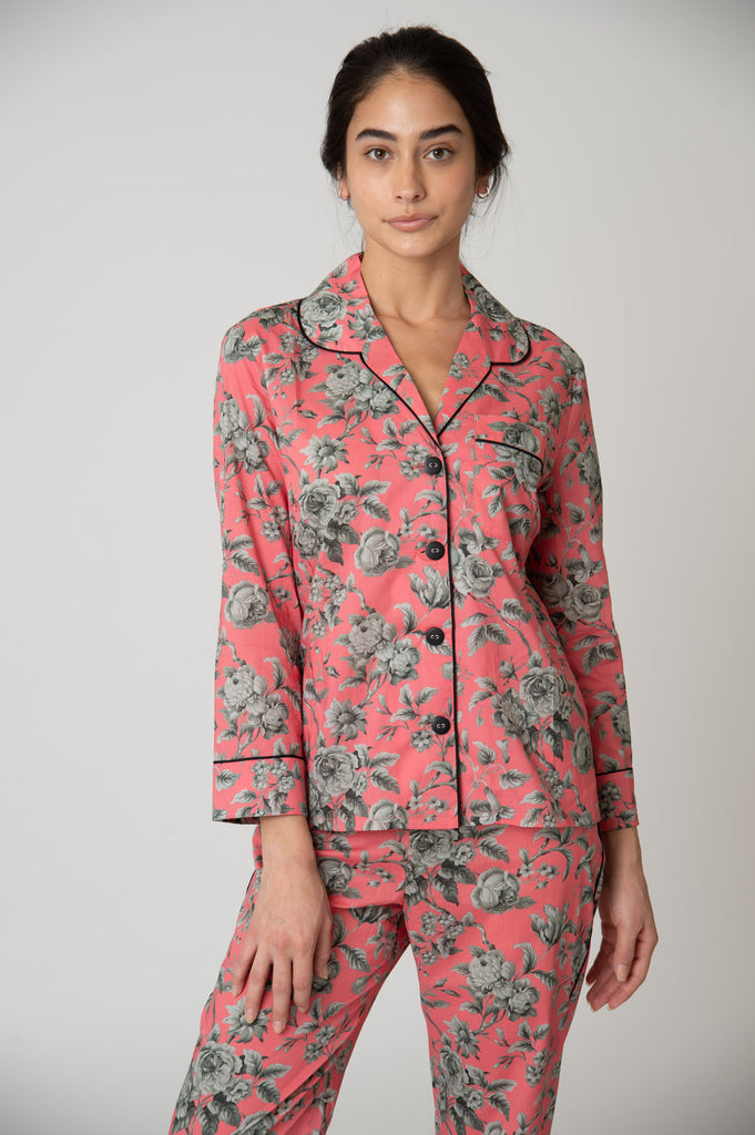 Broad Beach Cotton Pajama Set - Pink Graceful