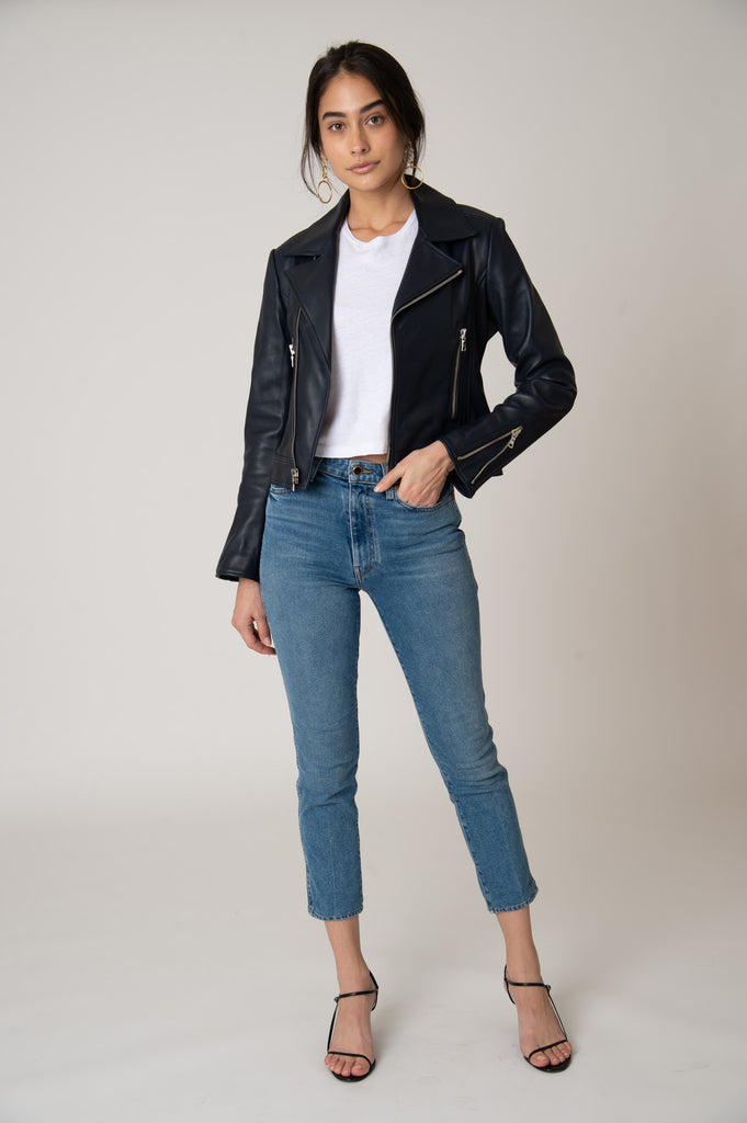 Katro Laurel Canyon Leather Jacket Navy