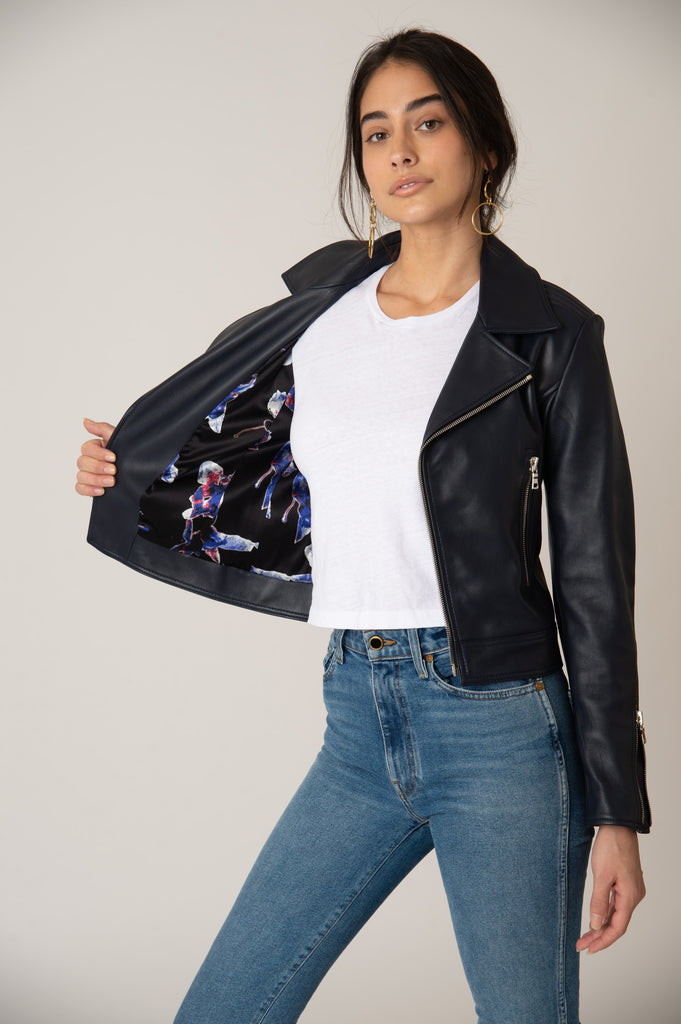 Katro Laurel Canyon Leather Jacket Navy